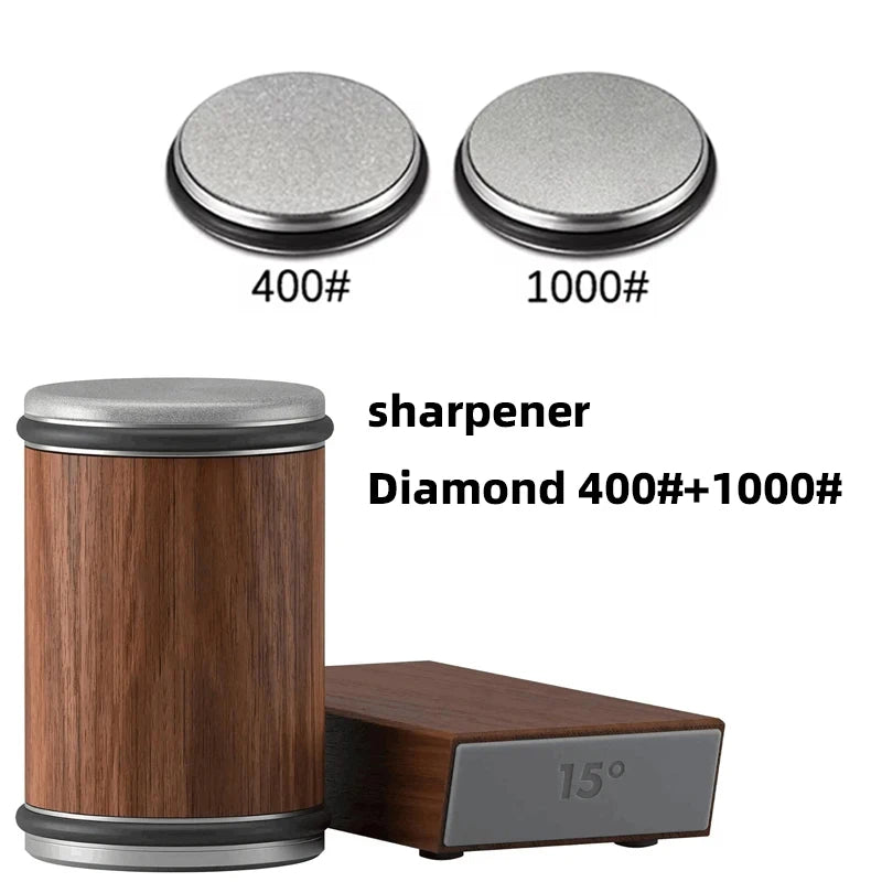 New Rolling Knife Sharpener Double Sided Diamond Sharpening Stone 15_20° Degree Magnetic Angle Roller Sharpening for Kitchen