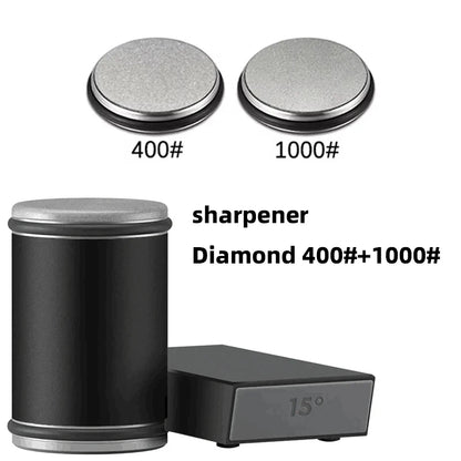 New Rolling Knife Sharpener Double Sided Diamond Sharpening Stone 15_20° Degree Magnetic Angle Roller Sharpening for Kitchen